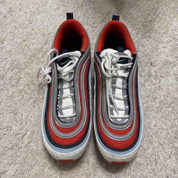 Nike Men AIR MAX 97  DJ5171-600 Athletic Sneakers  RED WHITE Shoes Size 10 - Picture 1 of 8